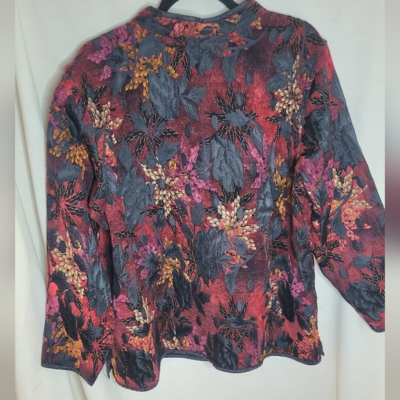 Christopher & Banks Women's Burgundy and Black Tapestry Jacket size 1X - Picture 4 of 5